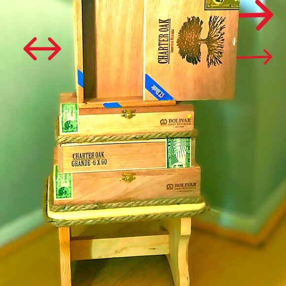 Suenos de Saundra Upcycled, Rare Cigar Box Table w/ 2 Hidden Compartments, - Picture 11 of 14